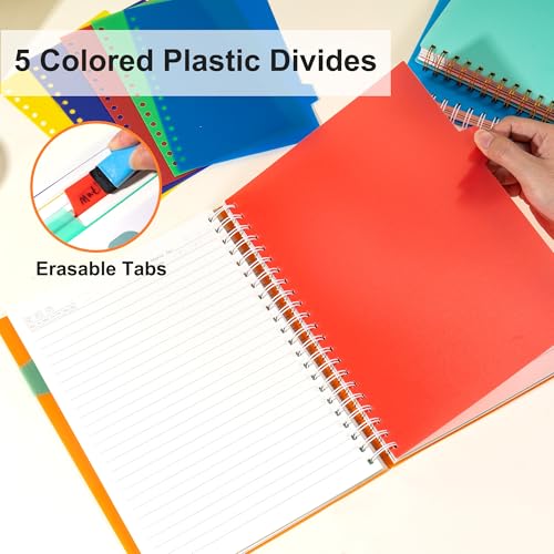 Yoment 5 Subject Notebook 8.5 x 11 Large Spiral Notebook with Dividers 240 Pages Office Notebooks for Work Multi Subject Notebook with 5 Tabs Professional Organizer Notebooks for Note Taking School, Orange - Image 4