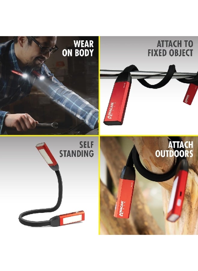 WAGAN 400 Lumens Flexxlite Rechargeable LED Neck Band Work Light Red and Black 1.1 x 0.6 x 21.3 Inch 4307  - Image 5