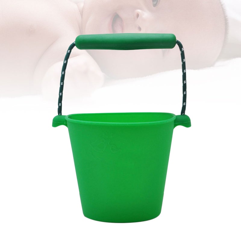 🧸 دلو قابل للطي محمول متعدد الاستخدامات من السيليكون الناعم للعب والشاطئ والاستحمام في الهواء الطلق أخضر - Image 5