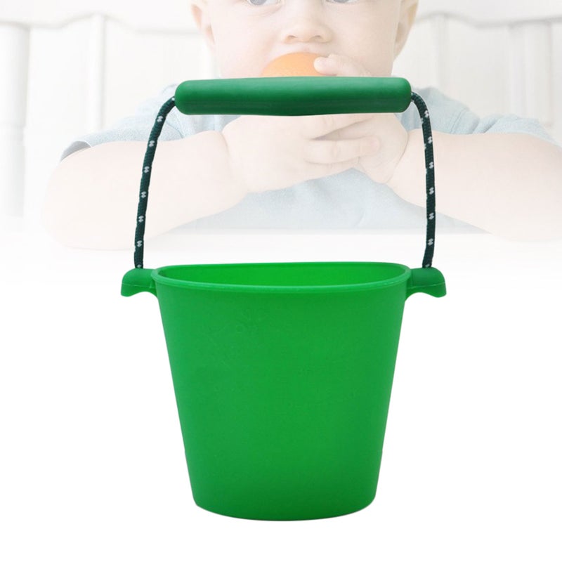 🧸 دلو قابل للطي محمول متعدد الاستخدامات من السيليكون الناعم للعب والشاطئ والاستحمام في الهواء الطلق أخضر - Image 2