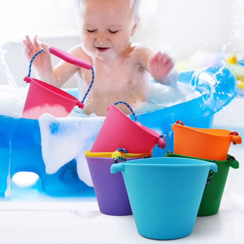 🧸 دلو قابل للطي محمول متعدد الاستخدامات من السيليكون الناعم للعب والشاطئ والاستحمام في الهواء الطلق أخضر - Image 4