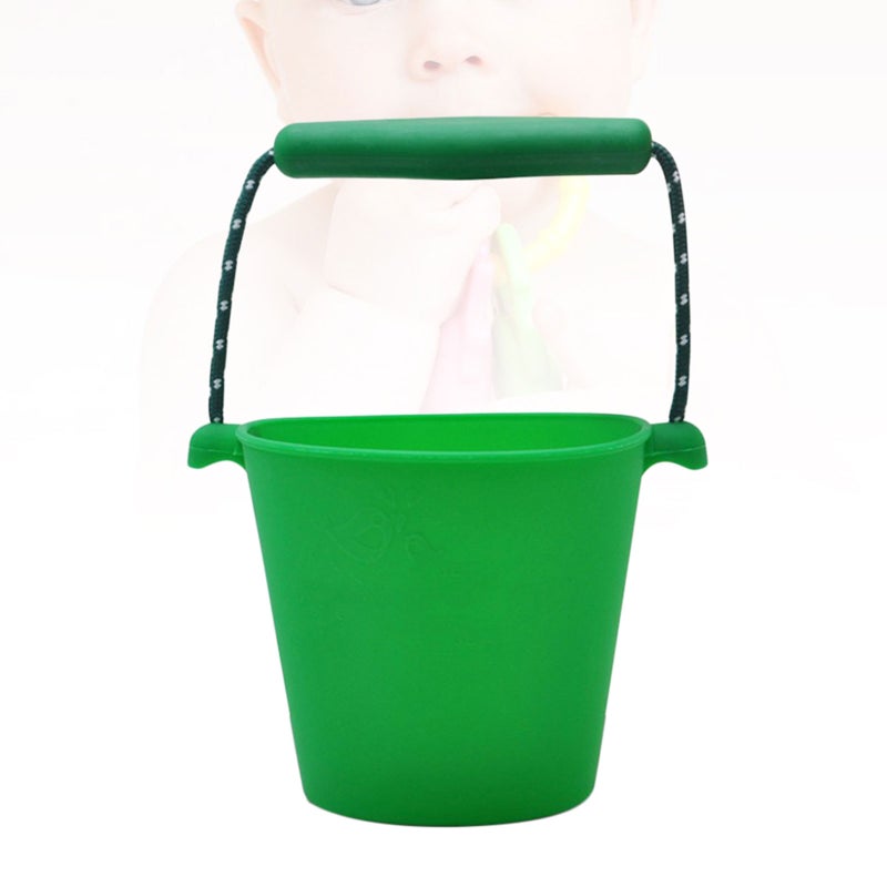 🧸 دلو قابل للطي محمول متعدد الاستخدامات من السيليكون الناعم للعب والشاطئ والاستحمام في الهواء الطلق أخضر - Image 3
