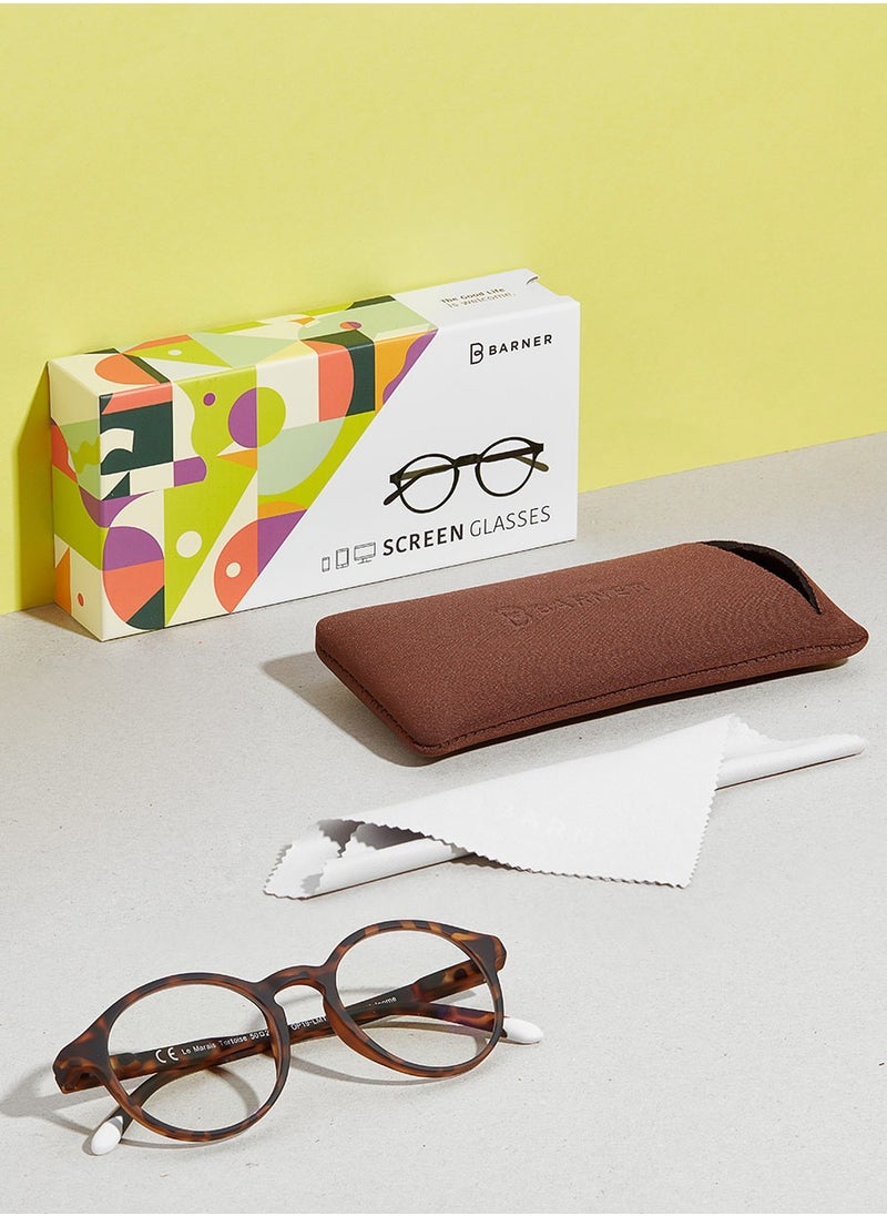 BARNER - BARNER: BLUE LIGHT Blocking Glasses for Men and Women. Computer Glasses, Screen Glasses. Gaming Glasses. Neutral Lenses. Le Marais - Round Frame | Color: Tortoise - Image 1
