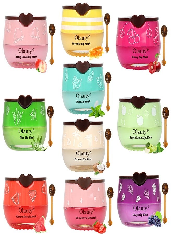 Eakroo 10 PCS Bee Lip Balm Honey Pot, Strawberry, Watermelon, Apple Lime, Cherry, Mint, Coconut, Aloe, Grapes, Peach & Honey Balm, Lip Mask Bulk, Moisturizing Lip Balm Set, Lip Sleeping Mask, Chapstick Bulk - Image 1