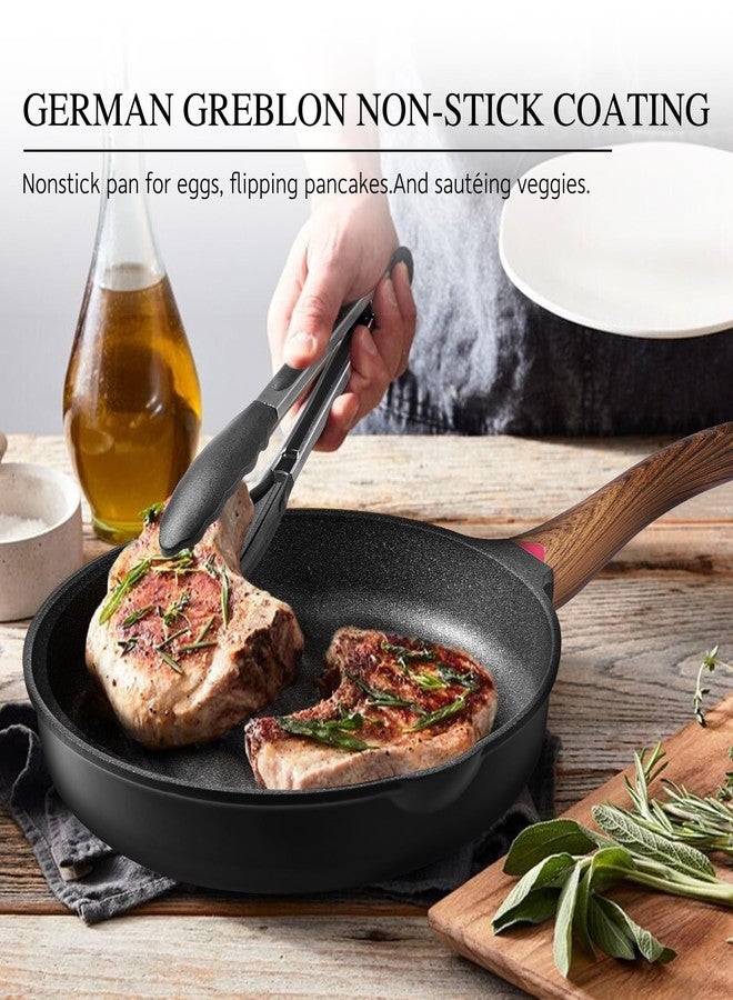 Vinchef Nonstick Frying Pan Anti Scratch,9.5 Inch Skillet Cast Aluminum Cookware, Induction Compatible Black - Image 2