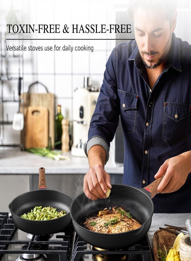 Vinchef Nonstick Frying Pan Anti Scratch,9.5 Inch Skillet Cast Aluminum Cookware, Induction Compatible Black - Image 5