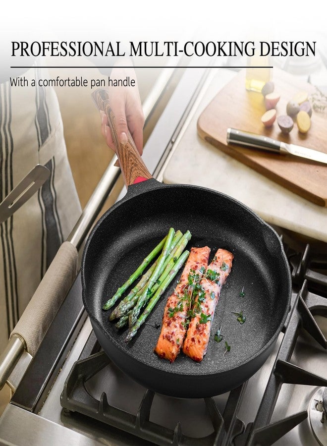 Vinchef Nonstick Frying Pan Anti Scratch,9.5 Inch Skillet Cast Aluminum Cookware, Induction Compatible Black - Image 3