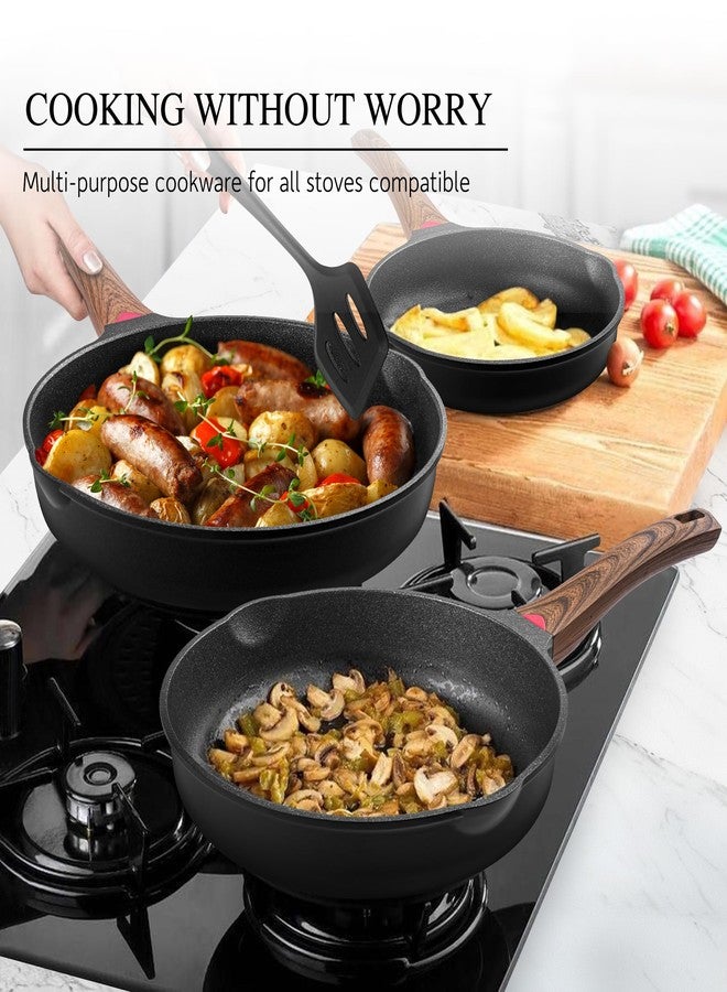 Vinchef Nonstick Frying Pan Anti Scratch,9.5 Inch Skillet Cast Aluminum Cookware, Induction Compatible Black - Image 4