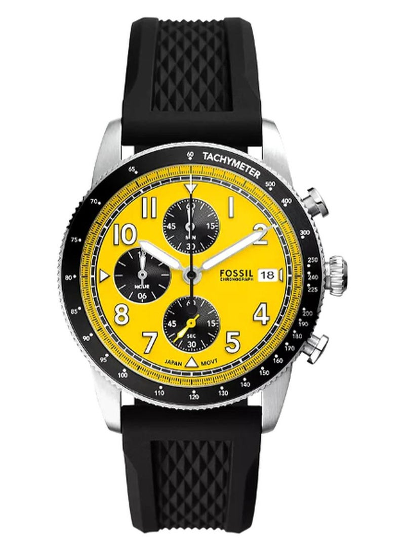 FOSSIL Men Sport Tourer Chronograph Black Silicone Watch FS6044 - 42mm - Image 1