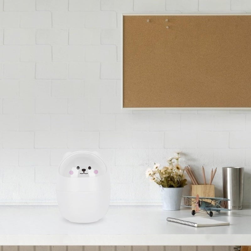 Mini Desktop Trash Can With Lid Cute Animal Design Small Wastebasket For Office Dormitory Desk - Image 5