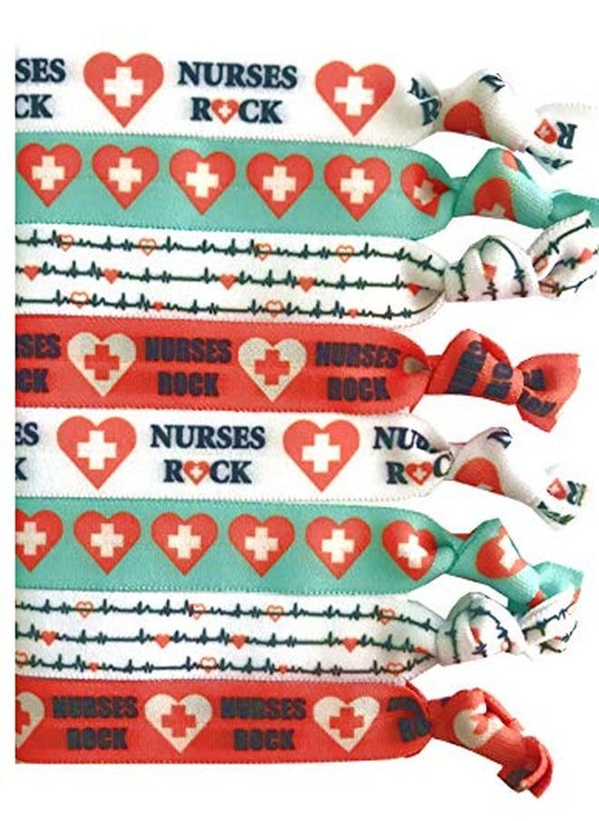 Sportigift - 8 Piece Nursing Hair Elastic Set Great Gift Accessories For Nurses, Women, Girls, Teachers, Nursing School Classmates, Appreciation Week, Graduation, Colleagues And Friends Made In The Usa - Image 1