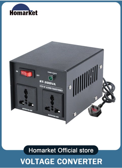 محول فولتية بقدرة 300W محول طاقة بقدرة 110V-220V محول محول تصاعدي/هابط محول محول مع حماية قاطع دائرة قابلة لإعادة التشفير مقبس عالمي صغير الحجم
