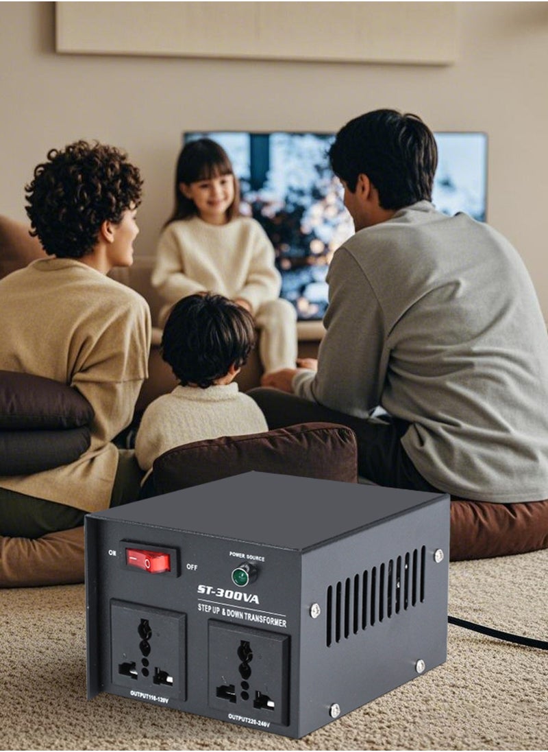 محول فولتية بقدرة 300W محول طاقة بقدرة 110V-220V محول محول تصاعدي/هابط محول محول مع حماية قاطع دائرة قابلة لإعادة التشفير مقبس عالمي صغير الحجم