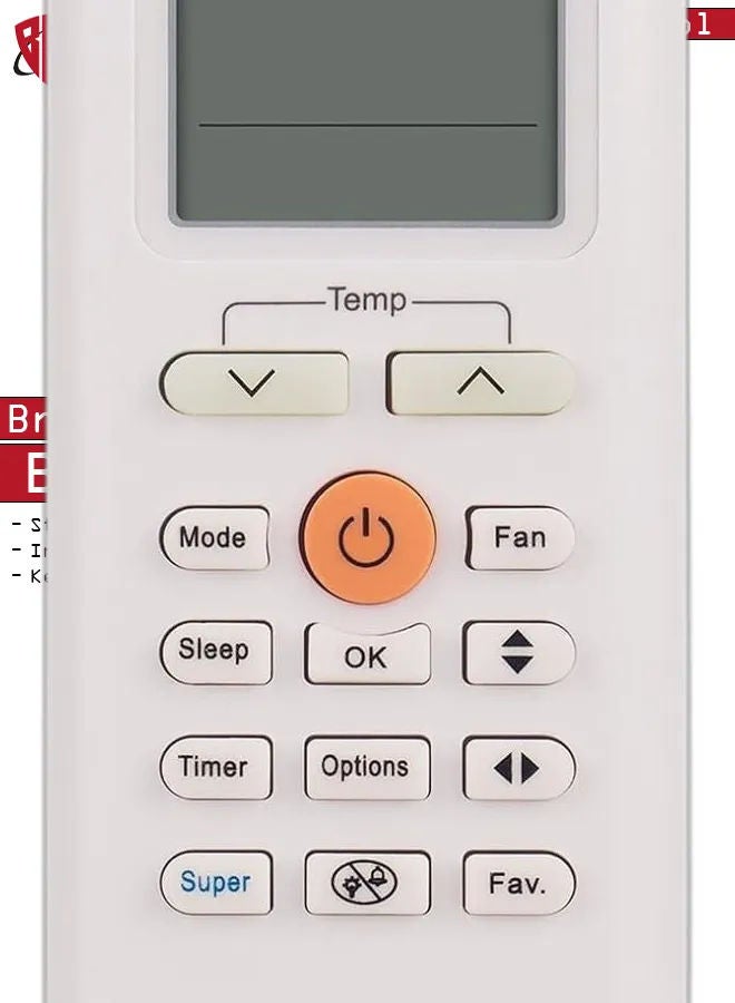 BGM RG70ABGEF New Replacement Remote Control fit for Midea Air Conditioner AC Remote Control RG70E/BGEF RG70E BGEF - Image 2