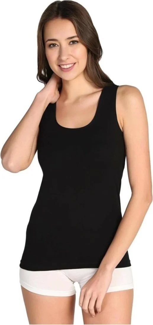 Arma Yıldız Arma Star Women's Black Ribbed Wide Strap Undershirt 6 Pack