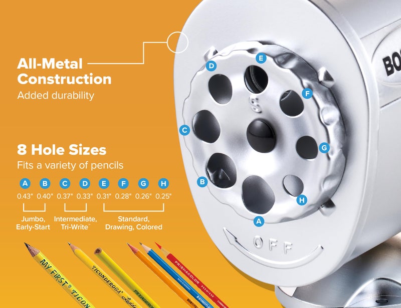 Bostitch Metal Manual Pencil Sharpener, Silver (MPS1-CH) - Image 3