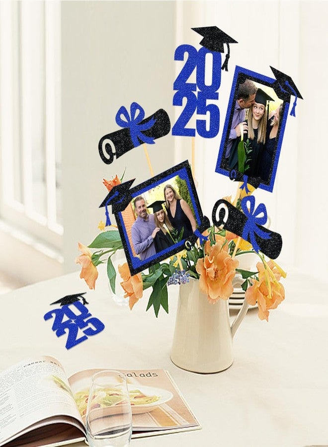 Moitkptt 21pcs 2025 Graduation Centerpieces for Table Decoration, Class of 2025 Grad Photo Centerpiece for Graduation Party Decoration (Blue) - Image 3