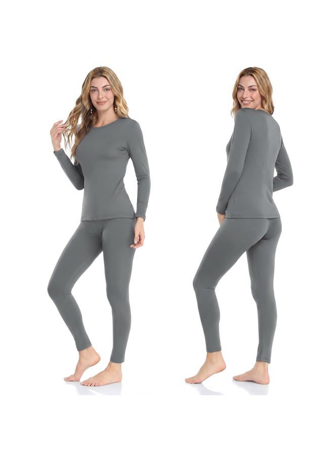 WEERTI Thermal Underwear for Women Long Johns with Fleece Lined, Base Layer Women Cold Weather Top Bottom Grey - Image 2