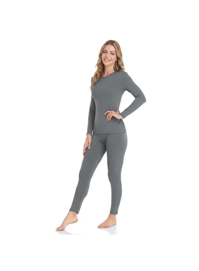 WEERTI Thermal Underwear for Women Long Johns with Fleece Lined, Base Layer Women Cold Weather Top Bottom Grey - Image 1