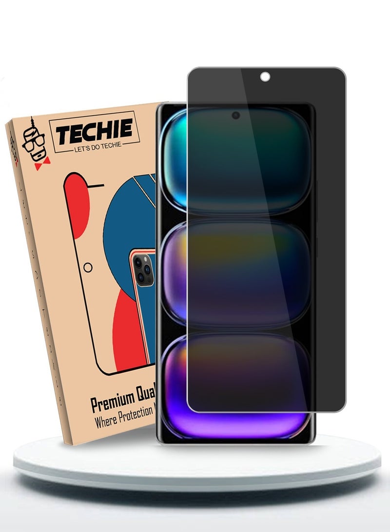 Techie حماية شاشة زجاجية مقساة للخصوصية عالية الدقة لهاتف إنفينكس هوت 50 5G - مضادة للفقاعات صلابة 9H سمك 0.33 مم حواف مدورة سهلة التركيب - Image 1