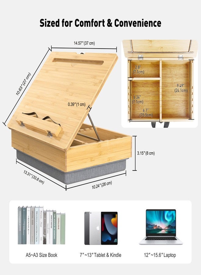 AboveTEK Book Stand with Storage, Book Holder, Reading Stand, Cookbook Holder, Recipe Book Stand, Wooden Book Stands for Reading - Image 5