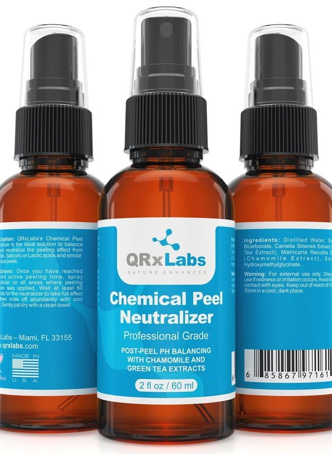 QRxLabs - Chemical Peel Neutralizer - Skin pH Balancer for Salicylic, Lactic & Glycolic Acid - Post Peel Spray - 2 Fl Oz Face Neutralizer - Image 1