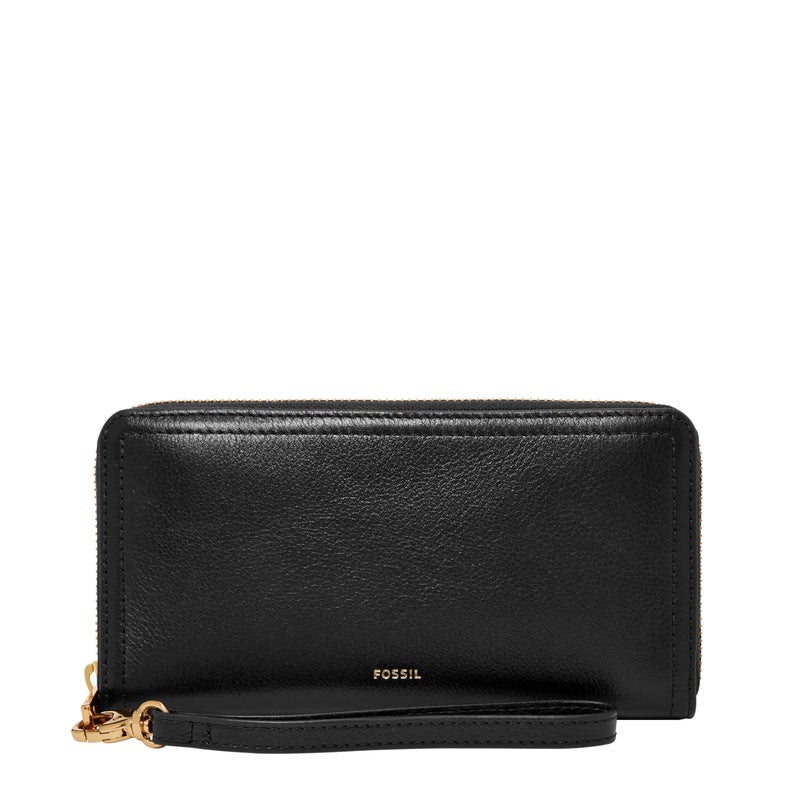 Fossil Womens Logan Leather Wallet RFID Blocking Zip Around Clutch with Wristlet Strap Black Model SL7831001 - Image 2