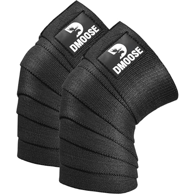 DMoose  Knee Wraps For Weightlifting, Powerlifting, Deadlifting, Bodybuilding, And Gym Workouts, 78 Inches Length (Pair), Reinforced Fastening Knee Wraps For Men And Women - Image 1