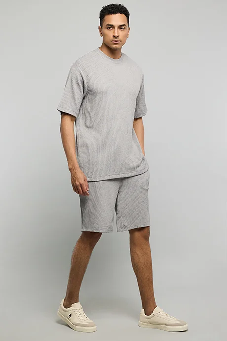 R&B Textured Shorts with Drawstring Waist