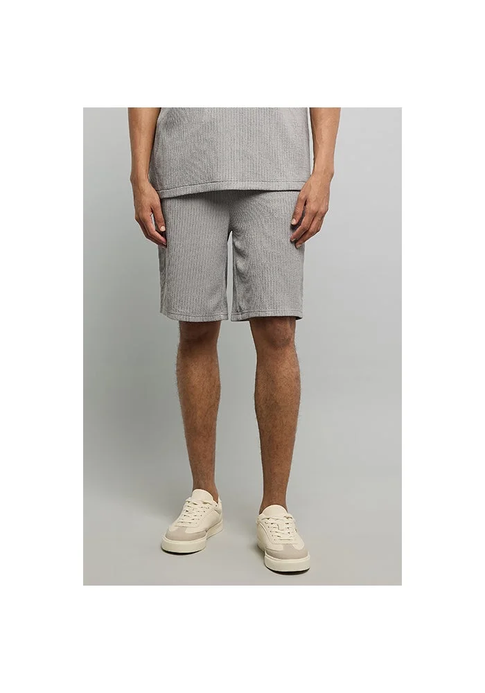 أر أند بي Textured Shorts with Drawstring Waist