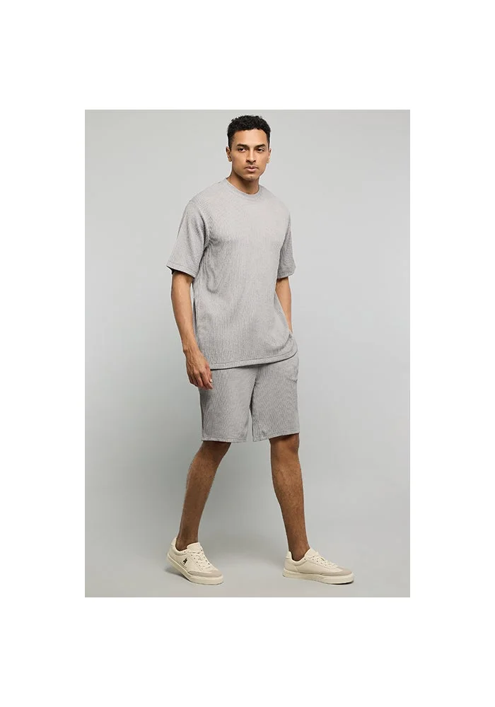 أر أند بي Textured Shorts with Drawstring Waist
