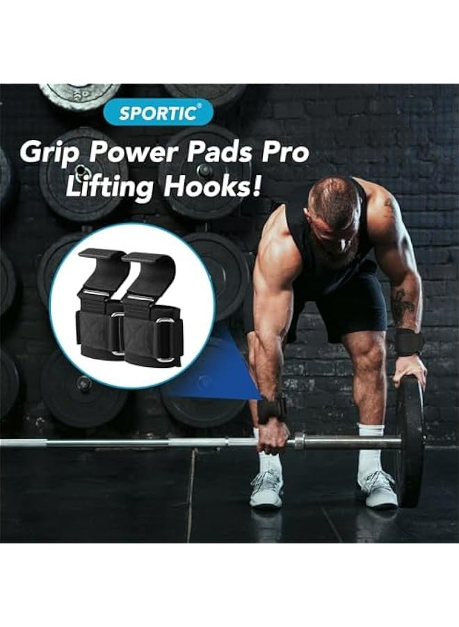 Pair of Weight Lifting Hooks for Deadlifts, Pull Ups, and Shrugs - Heavy Duty Wrist Straps with Hand Grip Support, Gym Gloves for Men and Women - Image 2