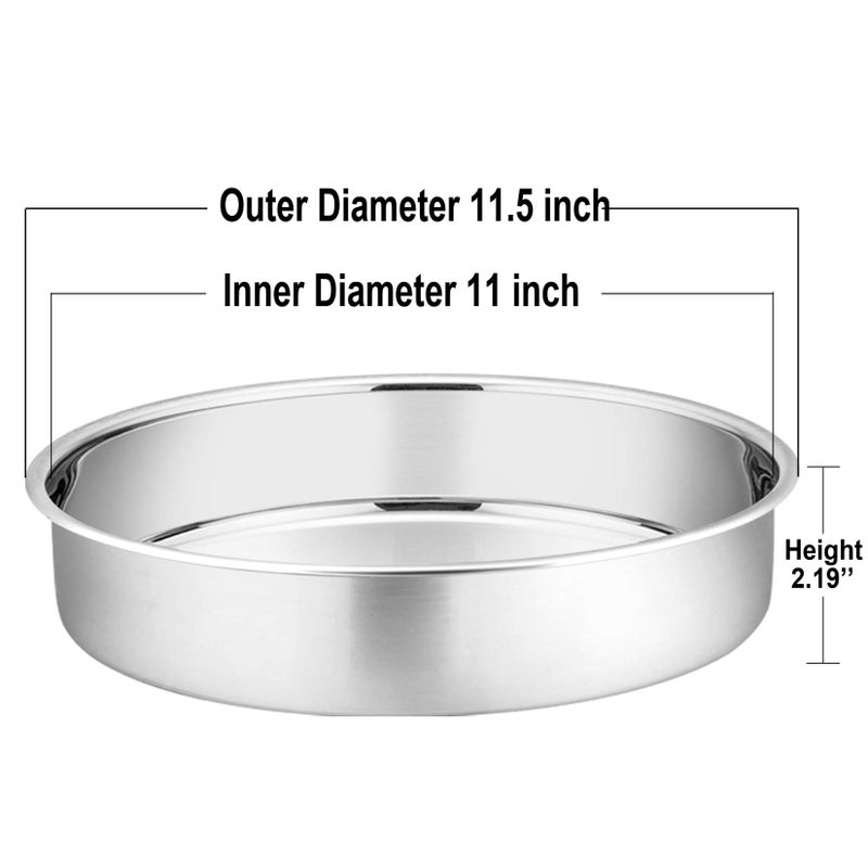 P&P CHEF 11 Inch Cake Pan Set Of 4  P&P Chef Stainless Steel Large Round Baking Pans  For Birthday Wedding Thanksgiving  Non Toxic & Healthy  One-Piece Construction & Straight Sided  Mirror Finish & Easy Clean - Image 2