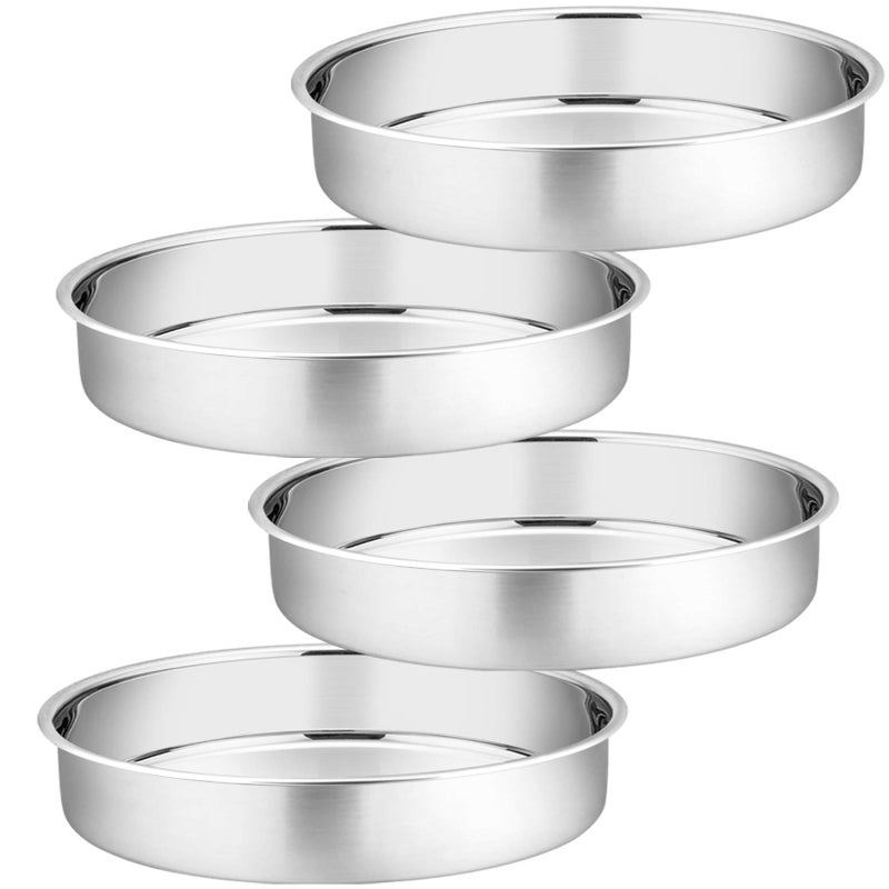 P&P CHEF 11 Inch Cake Pan Set Of 4  P&P Chef Stainless Steel Large Round Baking Pans  For Birthday Wedding Thanksgiving  Non Toxic & Healthy  One-Piece Construction & Straight Sided  Mirror Finish & Easy Clean - Image 1