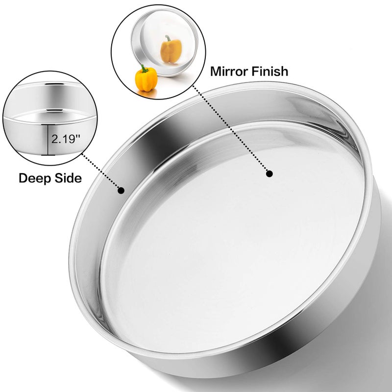 P&P CHEF 11 Inch Cake Pan Set Of 4  P&P Chef Stainless Steel Large Round Baking Pans  For Birthday Wedding Thanksgiving  Non Toxic & Healthy  One-Piece Construction & Straight Sided  Mirror Finish & Easy Clean - Image 3