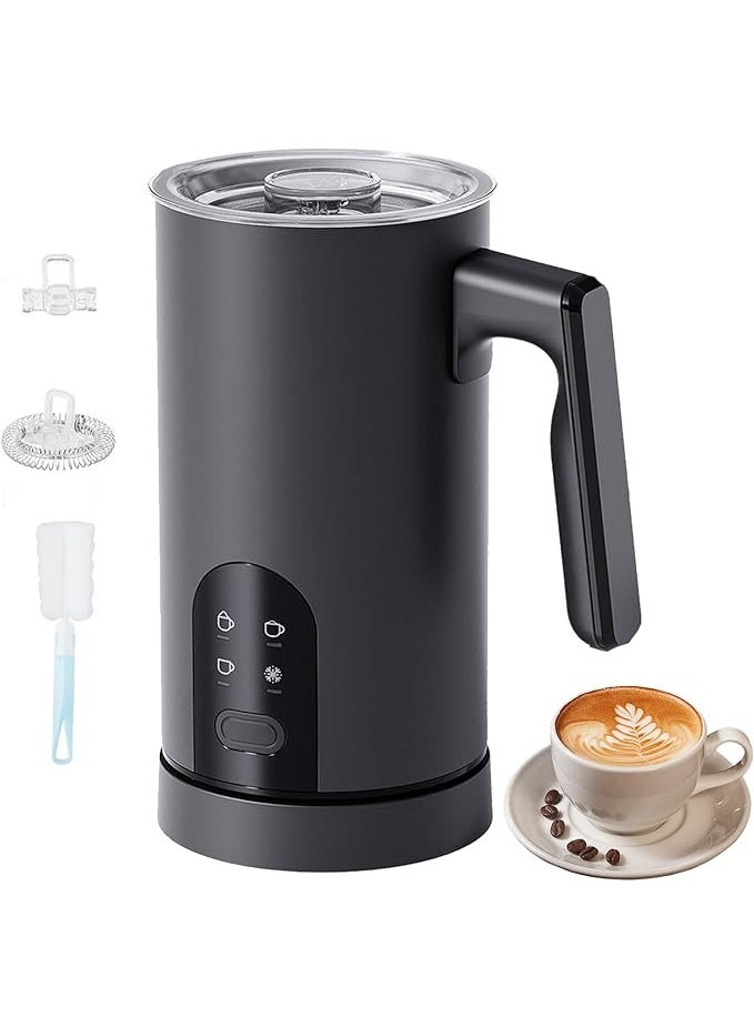Electric Milk Frother, 4-in-1 Electric Milk Steamer, 400W Non-Stick Interior, Quiet Fast Heating, 350ml Automatic Warm and Cold Foam Frother for Coffee, Hot Chocolate, Latte, Cappuccinos, Black - Image 1