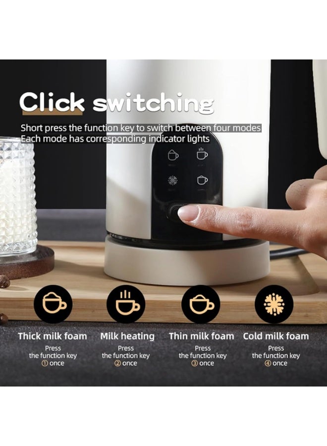 Electric Milk Frother, 4-in-1 Electric Milk Steamer, 400W Non-Stick Interior, Quiet Fast Heating, 350ml Automatic Warm and Cold Foam Frother for Coffee, Hot Chocolate, Latte, Cappuccinos, Black - Image 3