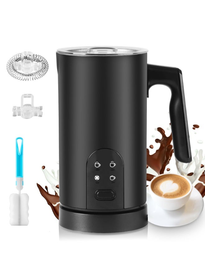 Electric Milk Frother, 4-in-1 Electric Milk Steamer, 400W Non-Stick Interior, Quiet Fast Heating, 350ml Automatic Warm and Cold Foam Frother for Coffee, Hot Chocolate, Latte, Cappuccinos, Black - Image 1