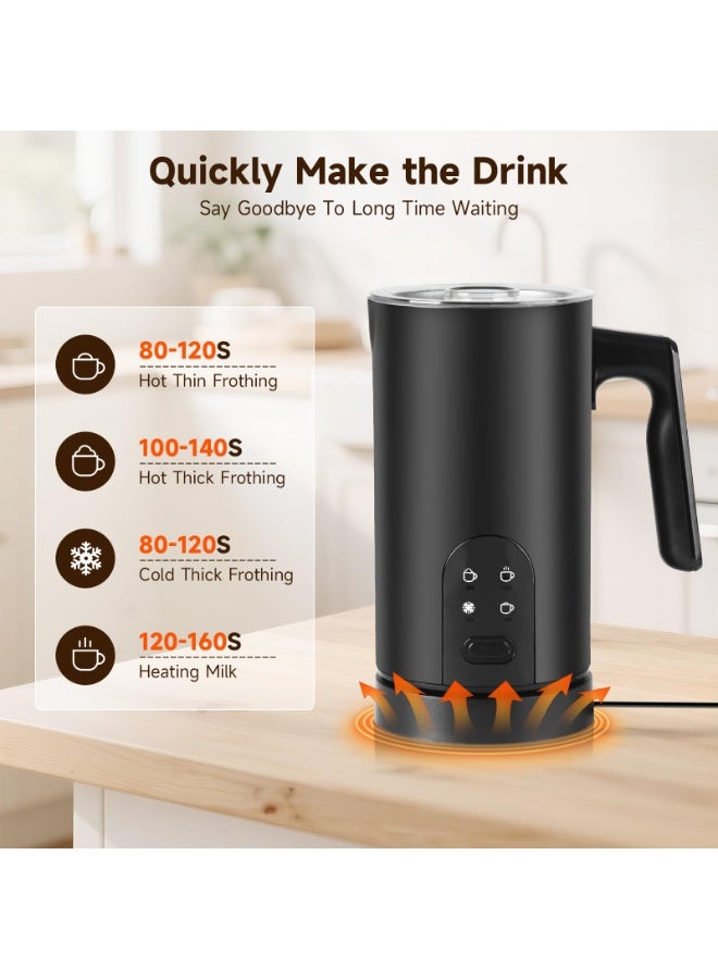 Electric Milk Frother, 4-in-1 Electric Milk Steamer, 400W Non-Stick Interior, Quiet Fast Heating, 350ml Automatic Warm and Cold Foam Frother for Coffee, Hot Chocolate, Latte, Cappuccinos, Black - Image 2