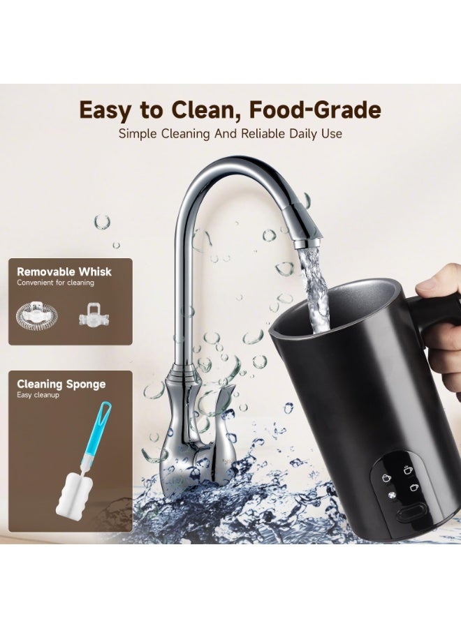 Electric Milk Frother, 4-in-1 Electric Milk Steamer, 400W Non-Stick Interior, Quiet Fast Heating, 350ml Automatic Warm and Cold Foam Frother for Coffee, Hot Chocolate, Latte, Cappuccinos, Black - Image 4