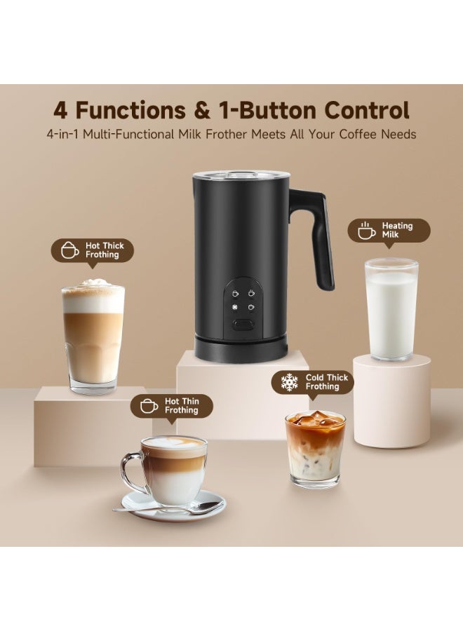 Electric Milk Frother, 4-in-1 Electric Milk Steamer, 400W Non-Stick Interior, Quiet Fast Heating, 350ml Automatic Warm and Cold Foam Frother for Coffee, Hot Chocolate, Latte, Cappuccinos, Black - Image 5
