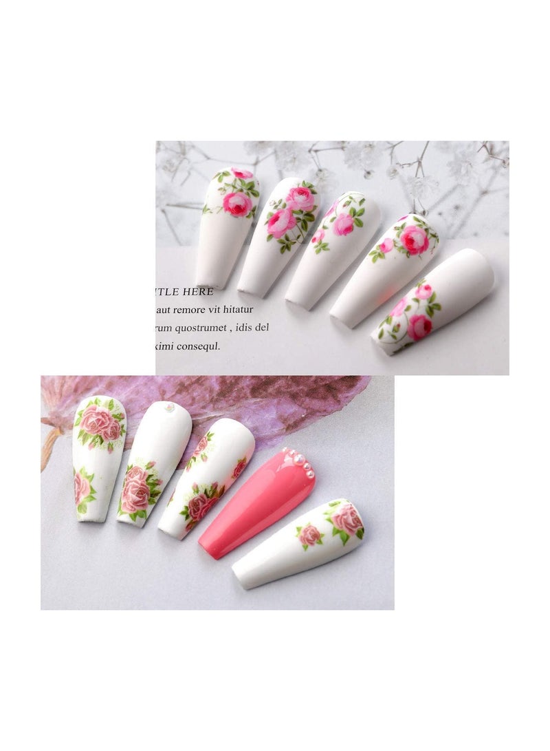 SOLARAE 10 Rolls Colorful Flower Print Nail Art Stickers, Self Adhesive Nail Decals, Colorful Florals Pattern Nail Foil Sheets for for Women Girls - Image 5