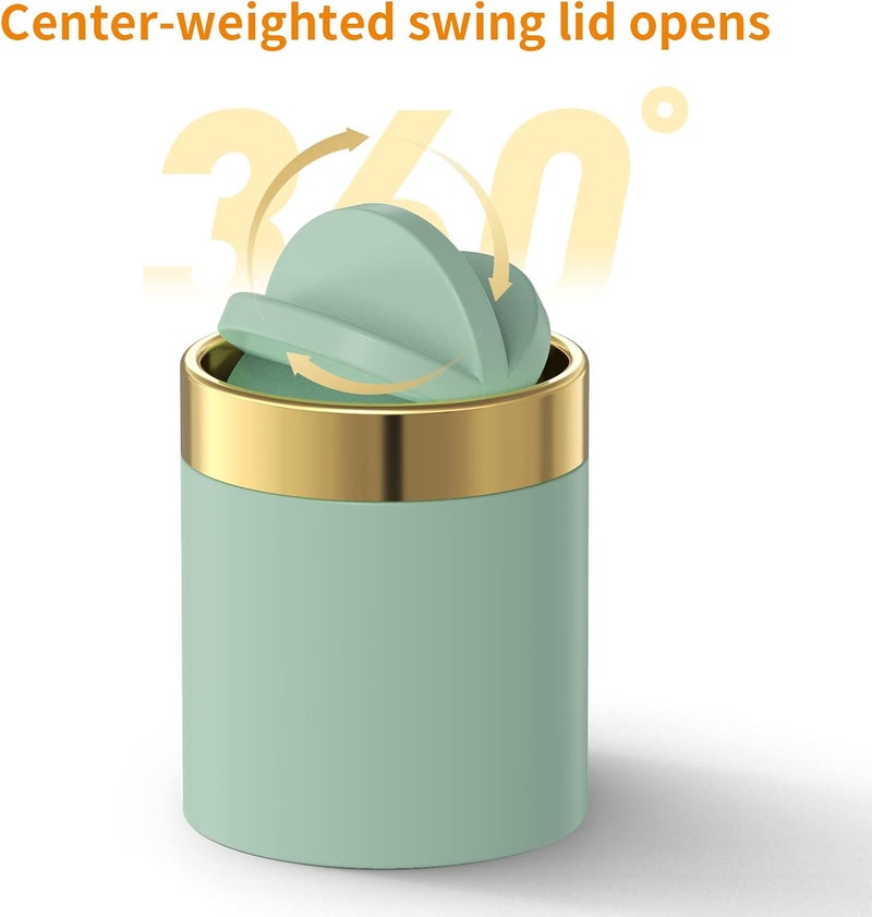 Mbillion Mini Trash Bin With Lid, Tea Bag Desktop Small Recycling Can, Cute Metal Countertop for Tabletop Use, Stainless Steel 0.4Gal/1.5L Waste for Office Parlor Car Bedroom, Swing Lid Open - Image 2