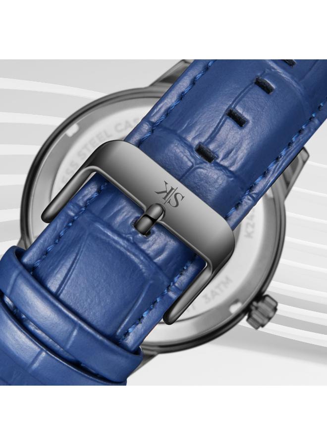 KENNETH SCOTT Kenneth Scott K24323-XLNN Men's Automatic  Display Watch & Leather  Strap Blue  - Image 5
