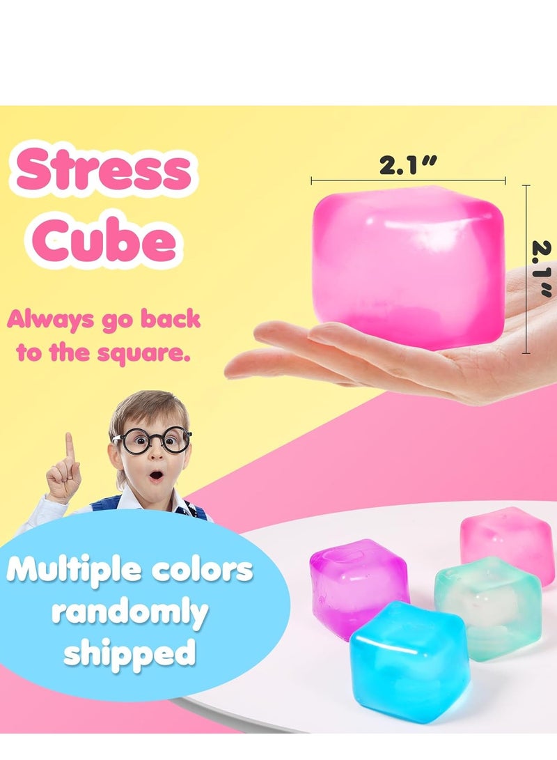 general 4pack Stress Cube Squishy Stress Balls for Adults Kids Sensory Fidget Toy for Your Best Mellow and Chill,Ice Cubes,Square Shape with Filling in Pink Blue Purple Green,Age 3 to Adult - Image 3