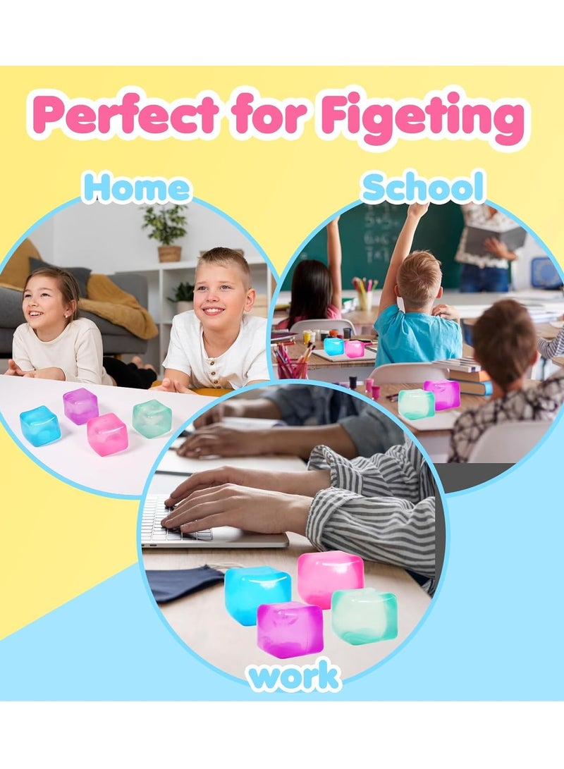 general 4pack Stress Cube Squishy Stress Balls for Adults Kids Sensory Fidget Toy for Your Best Mellow and Chill,Ice Cubes,Square Shape with Filling in Pink Blue Purple Green,Age 3 to Adult - Image 4