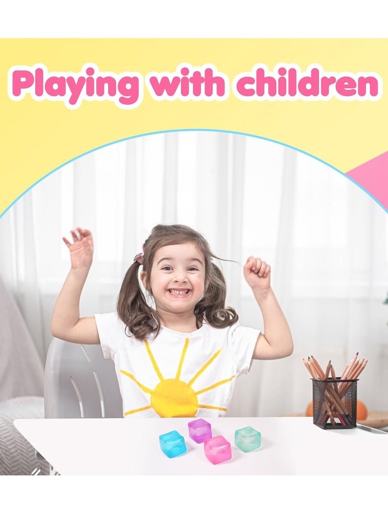 general 4pack Stress Cube Squishy Stress Balls for Adults Kids Sensory Fidget Toy for Your Best Mellow and Chill,Ice Cubes,Square Shape with Filling in Pink Blue Purple Green,Age 3 to Adult - Image 5