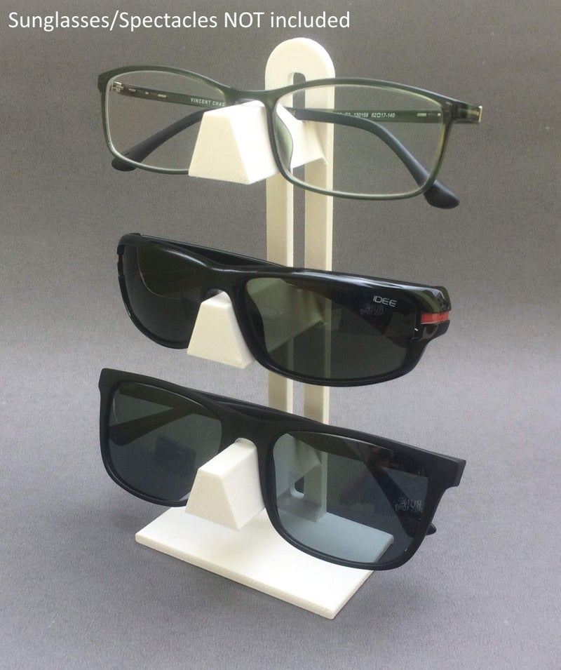 makerV Men's Spectacle stand Sunglasses organiser Eyeglass holder : Holds 3 Specs: (White) - Image 2