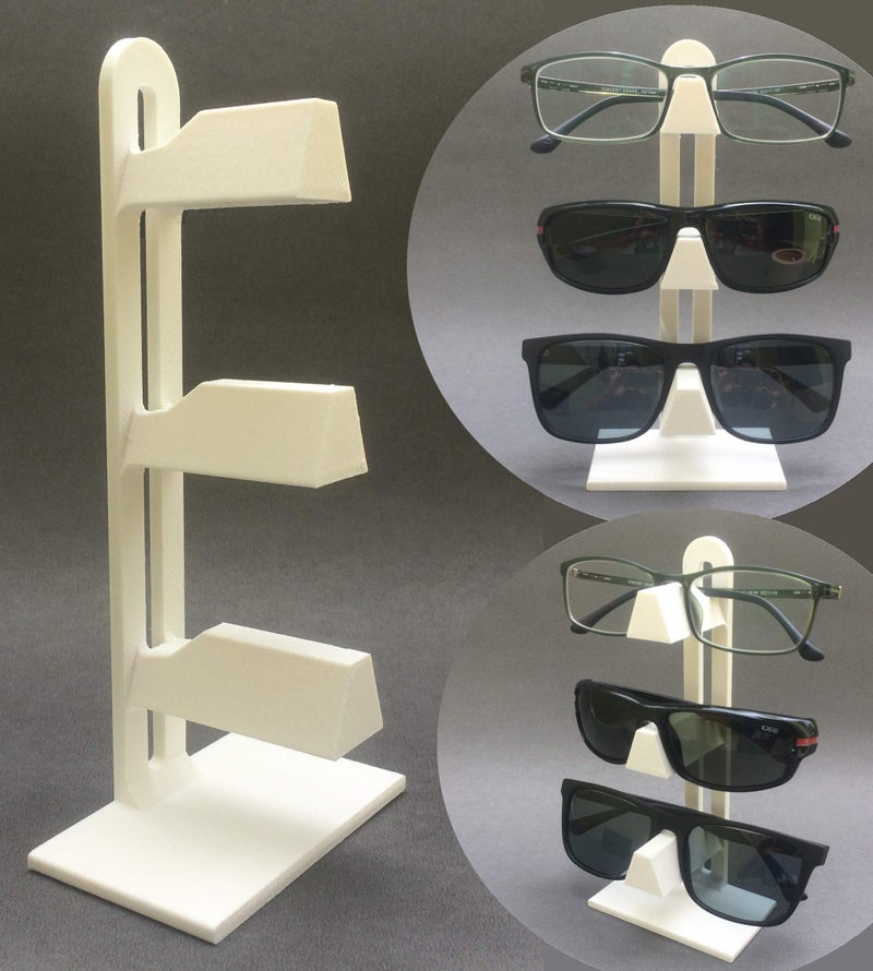 makerV Men's Spectacle stand Sunglasses organiser Eyeglass holder : Holds 3 Specs: (White) - Image 1