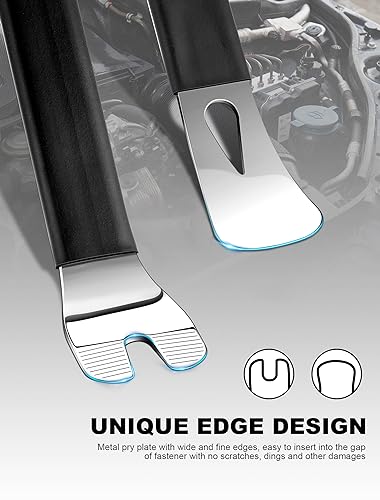 SARDVISA 2 Packs Auto Trim Removal Tool Set, Upgraded Heavy Weight Metal Pry Tools Automotive with Stainless Steel Metal Pry Board, Car Removal Tools for Auto Door Panel, Dashboards, Clips, Baseboard - Image 3